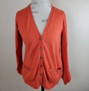 Ralph Lauren Orange Button up Cardigan with Pockets